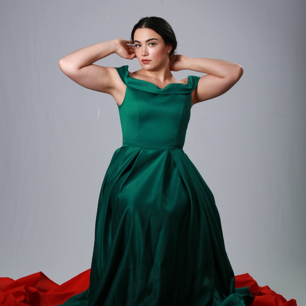 Elegant Green Off-Shoulder Dress